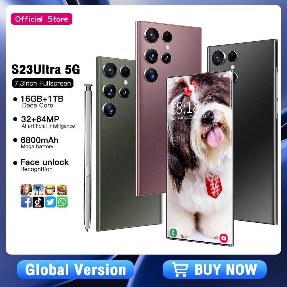 Original Unlocked New S23 ULTRA 5G Smartphone 6.7 Inch Full Screen 16+512GB Android Gaming Mobile Phone With Face ID Cell Phones
